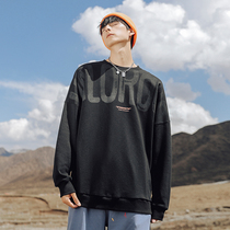 2021 autumn new pullover clothes mens round neck spring and autumn loose lovers wide version top long sleeve coat tide