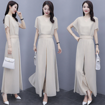 Summer Snowspun Broadlegged Pants Suit Women Summer Dress 2021 New Foreign Air Fashion Temperament Summer Minus Two Sets