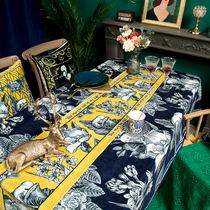 Light luxury American restaurant table runner chenille tassel rectangular tablecloth dustproof tablecloth retro style TV cabinet cloth