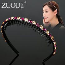 Headwear hair hoop ladies Joker simple go out Korean hair card with teeth anti-skid rhinestone Korean Press hair bundle Head Cave