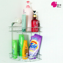 Punch-free stainless steel simple shelf kitchen bathroom toilet storage suction wall-mounted non-trace metal square frame