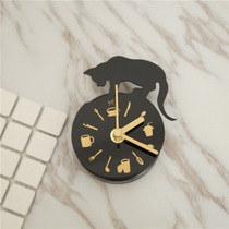 Black kitten silhouette small wall clock cat walking kitchen small clock wall decoration pendant