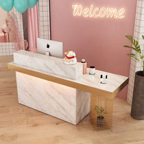 High-end Beauty Hair Salon Collection Silver Desk Hair Salon Special Reception Desk Beauty Mealshop Front Desk Small Iron Art Reception Front Desk