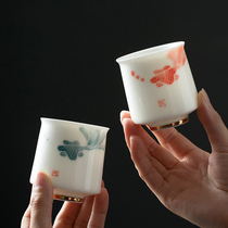 Hand-painted sheep Jade Kung Fu Tea Cup Master Cup single cup single individual special ceramic tea cup high-grade tea set