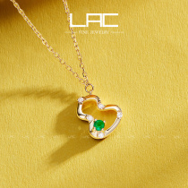 (Star same model) LAC jewelry natural emerald necklace ring set female 18K gold gourd color treasure gem