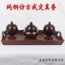 Ring True Aroma Pure Bronze Incense Stove Fragrant Powder Flushed Temples Fo the Buddha Incense Smoked Stove Sandalwood Stove Tray of Incense Pan