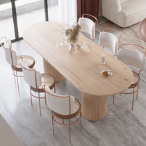 Nordic original solid wood Oval home dining table and chair minimalist light luxury design desk conference table Workbench