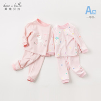 Davibella Children Underwear Suit Spring Dress Girl Autumn Clothes Autumn Pants Children Clothing Childrens Baby Home Sleeping Clothes