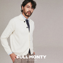 FULL MONTY autumn and winter mens cashmere sweater white casual lapel Knits Cardigan loose jacket winter wear
