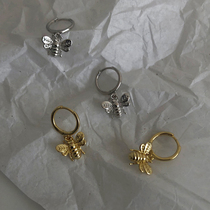 Joker metal wind cute little bee earrings 925 sterling silver exquisite short earrings personality temperament earrings female