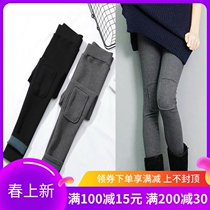Japan beat bottom pants female autumn winter plus suede thickened elastic body display slim and high waist to keep warm outside wearing small leggings