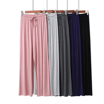 2020 Summer Thin style Home Pants Casual Mid Waist Straight Drum Lace Modale Elastic Sleeping Pants Sporty Pants Spring Autumn