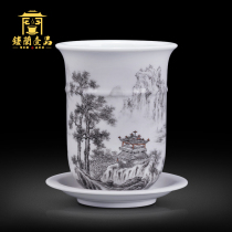 Jingdezhen ceramics Full hand-painted ink landscape decoration collection flower pots Chinese elegant toys Home gifts porcelain ornaments