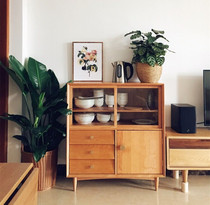 Brief Modern Solid Wood Dining Side Cabinet American Kitchen Containing Cabinet Glass Bowl cupboard Living room Xuanguan cabinet Restaurant Tea Water cabinet