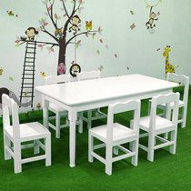 Kindergarten new custom white wood childrens table and chair toy table learning desk six person table