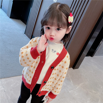 Baby Knitted Jacket Spring and Autumn 2021 New Girls Korean Top Women Women Autumn Sweater Cardigan
