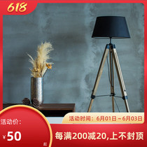 Nordic LOFT Industrial Style Large Floor Lighting American Countryside Solid Wood Grey Tripod Floor Table Lamp