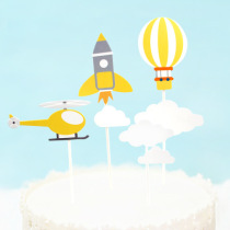 New cake flag-planting spaceship balloon cloud aircraft decoration childrens birthday cake party dessert table decoration