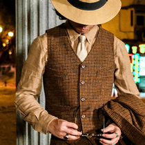 SOARIN Inglo retro plaid wool in suit waistcoat for mens business casual workout gaggle-shoulder waistcoat