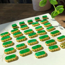 Natural 18K inlaid jade saddle ring surface to do universal style with ring drop earrings pendant bracelet multi-purpose style