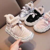 Parent-child childrens shoes winter girls cotton shoes winter plus velvet thickened anti-ski boots outer wear bag heel two cotton shoes winter shoes women