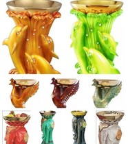 Hotel lobby elephant-shaped ash bucket vertical creative golden peacock luxury trash can with ashtray specials