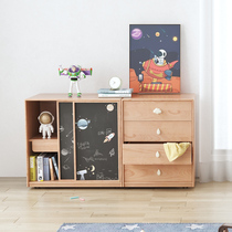Childrens room solid wood chest cabinet multi-function drawer cabinet bedroom baby toy storage cabinet against the wall four bucket cabinet