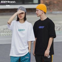 Fashion hip hop trend cotton mens short sleeve T-shirt loose European print round neck T-shirt men and women