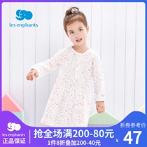 Libaby room childrens clothing girl dress spring and autumn baby cotton floral nightgown long sleeve knitted loose pajamas