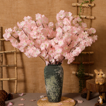 Cherry blossom simulation flower fake flower-living room table top swing piece light extravagant table flower netting red wedding arrangement twigs branches