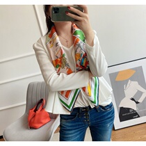 Cattle orange green double-sided contrast Paris girl 18 mmi silk twill scarf 90cm silk scarf square