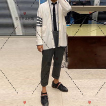 Silver Childrens Day Thom Browne 20 Autumn Winter New TB Four-bar Striped Hood Knitted Cardigan for men and women