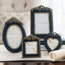 American European vintage carved photo frame Picture frame Wall hanging wedding photo table image frame Creative photo heart-shaped photo frame