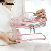 ciffnoo transparent waterproof pvc portable wash bag ladies travel makeup bag for business toiletries with toiletries