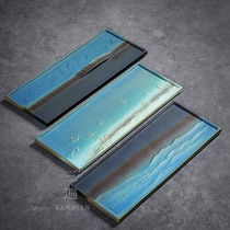 Three simple small tea tray Ceramic household creative mini dry tea table Rectangular round Kung Fu Tea tray