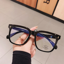 Anti-blue light radiation Near-view eye mirror female trend oversized frame mesh red black coarse frame vegan eye protection flat light mirror