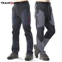 Winter outdoor stormtrooper pants mens velvet thickened warm and cold mountaineering pants windproof waterproof fishing large size soft shell pants