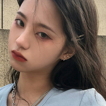 s925 sterling silver double thread hook earrings female Japanese and Korean simple port wind Net Red cold wind a two-wearing Back Earrings