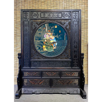 Old frame inlaid porcelain plate painted green bottom hand painted pink triple-mile flat screen-AD6792