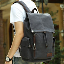 Trendy mens canvas backpack Middle school student school bag large capacity travel bag 15 inch computer backpack Retro mens bag