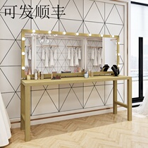 Elegant Minimalist Movie House Makeup Desk with bulb Nordic Wedding Yarn Photography Beauty College Solid Wood Professional Makeup Table