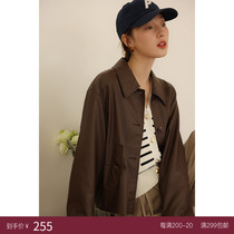 Deer and Birds Autumn New Short Loose Profile Handsome Pu Leather Jacket 2 Colors (Jazz Leather) 4507