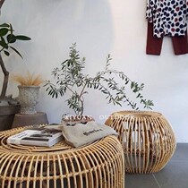 Rattan woven coffee table Round edge A few small apartment living room Balcony B & B Nordic real vine ins Household Japanese-style interior