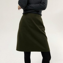 QINGLING winter with Japanese classic dark night green cashmere whiskers high waist skirt