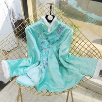 Winter cheongsam small jacket thick slim short Chinese style cotton warm cotton jacket Chinese retro embroidery small coat