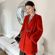 Minke Fur Coat Woman 2021 Autumn Winter New Imported Velvet Ferrets Fur Fur Fur Fur Coats Fashion Young