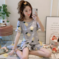 Short-sleeved pajamas female summer Korean version of large size sweet loose fresh student loose cute home clothes two-piece set