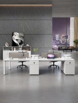 Staff desk 4 6 designers White Nordic staff computer desk steel frame Office card holder screen