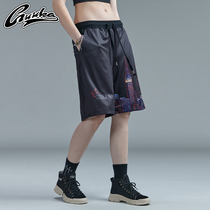 GUUKA Tide brand black mesh sports shorts Women summer hip hop Mirage print casual 5-point pants loose