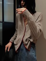 JCCC shadow retro knitted cardigan female Spring and Autumn New loose slim coat lazy wind Joker sweater